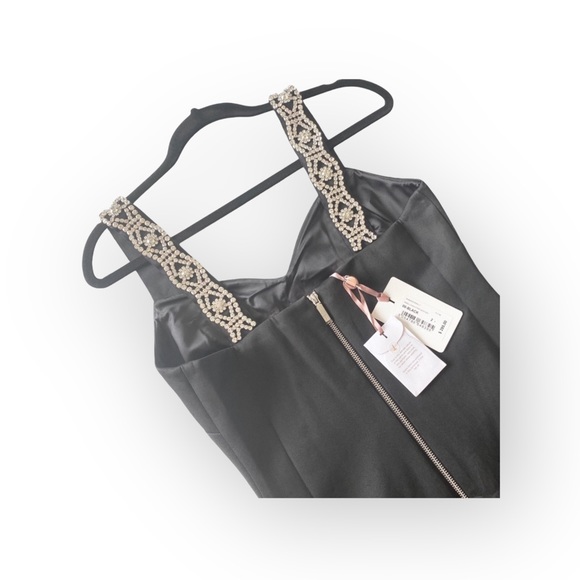 new Ted Baker ❃ Crystal Embellished Strap Midi Cocktail Dress ❃ Black Small 4 6 - Picture 6 of 15